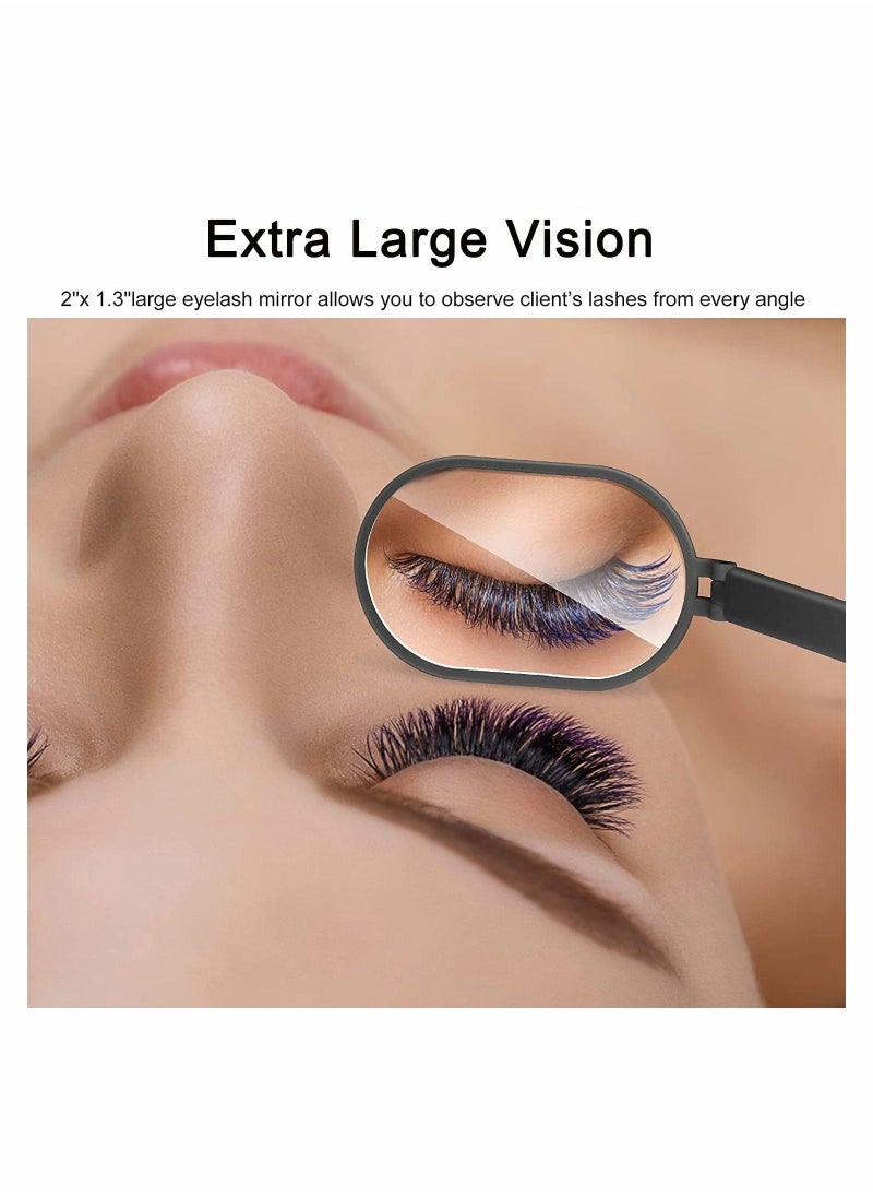 2Pack Large Lash Mirror Eyelash Looking Glass 270° Free Rotation Lightweight Folding Makeup Adjustable Comestic Inspection for Extension Supplies