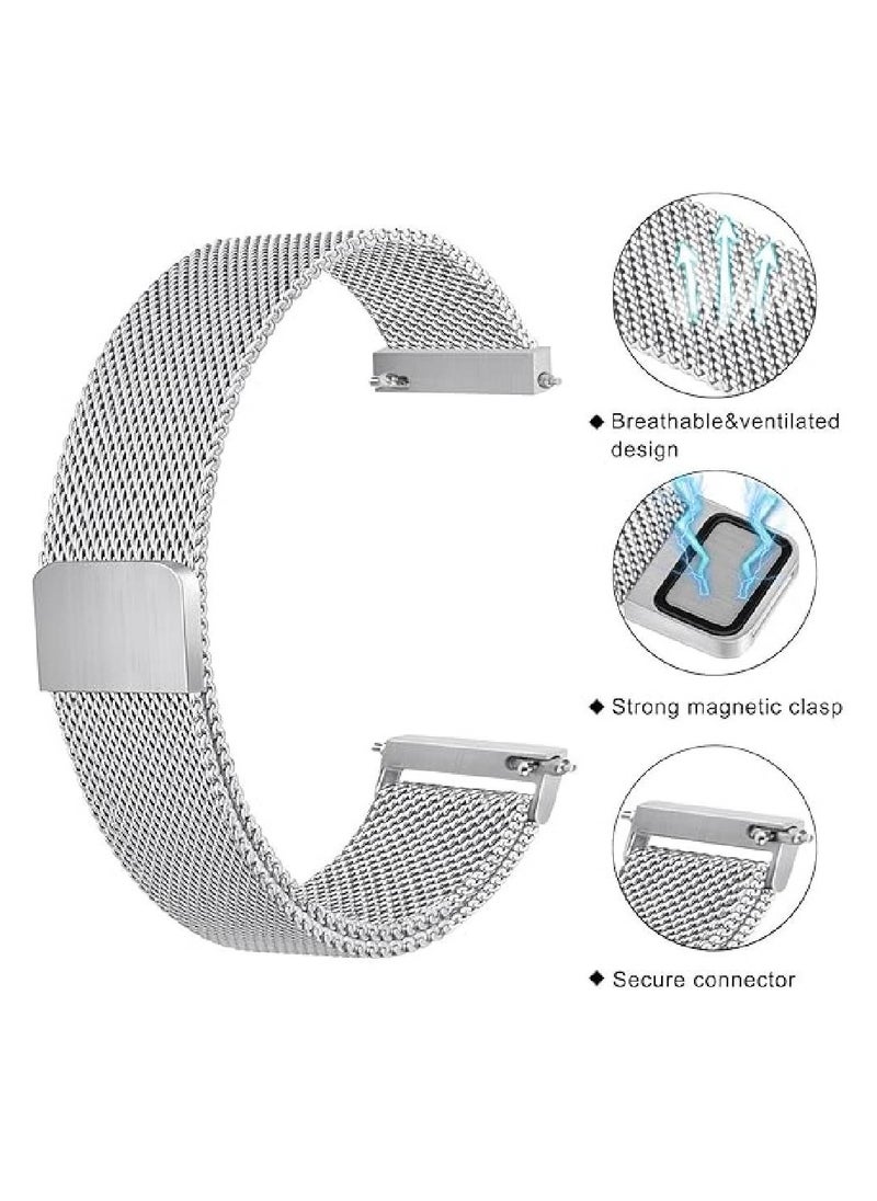 Metal Watch Bands 22mm Quick Release Watch Strap, Stainless Steel Mesh Replacement Strap for Men Women (Silver)