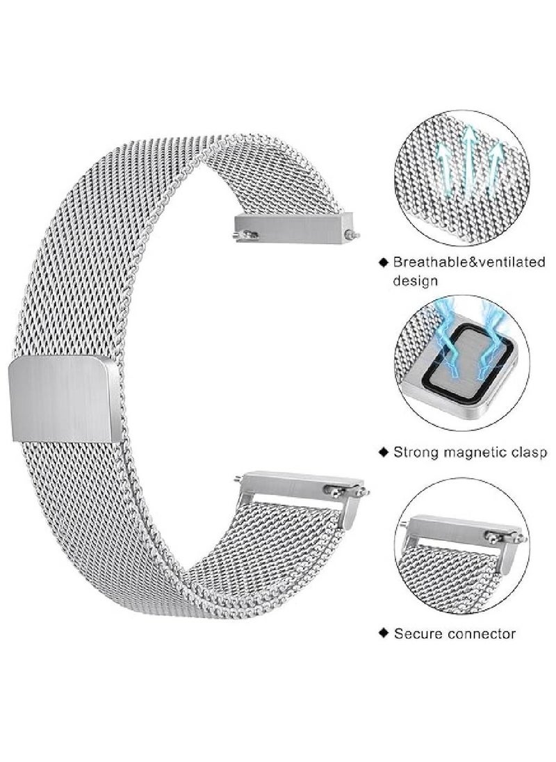 Metal Watch Bands 22mm Quick Release Watch Strap, Stainless Steel Mesh Replacement Strap for Men Women (Silver)