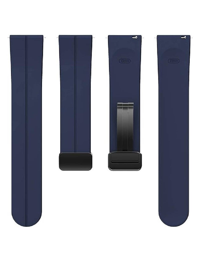 Magnetic Folding Buckle Watch Band, 22mm Watch Band - Quick Release - Skin-Friendly Soft Silicone Sport Watch Bands for Women Men (Midnight Blue)