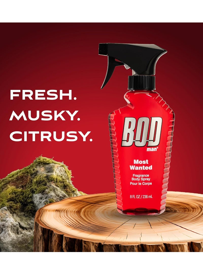 BOD Man Fragrance Body Spray, Most Wanted, 8 fl oz