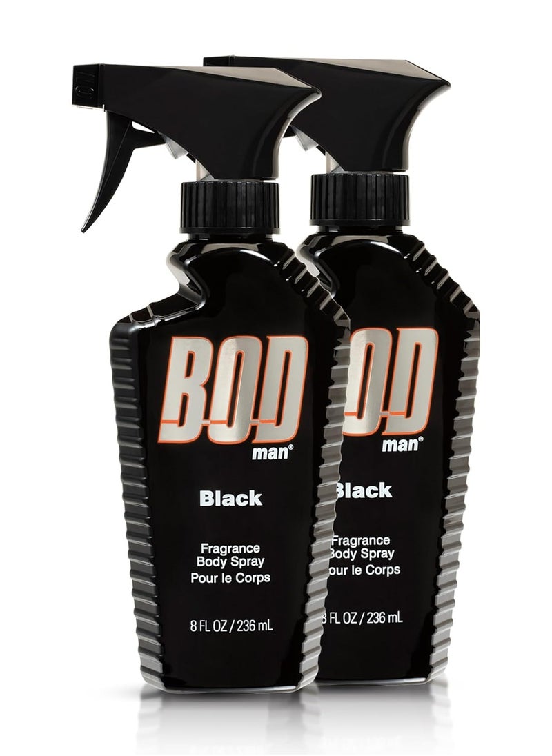 BOD Man Fragrance Body Spray, Black, 8 fl oz (Pack of 2)