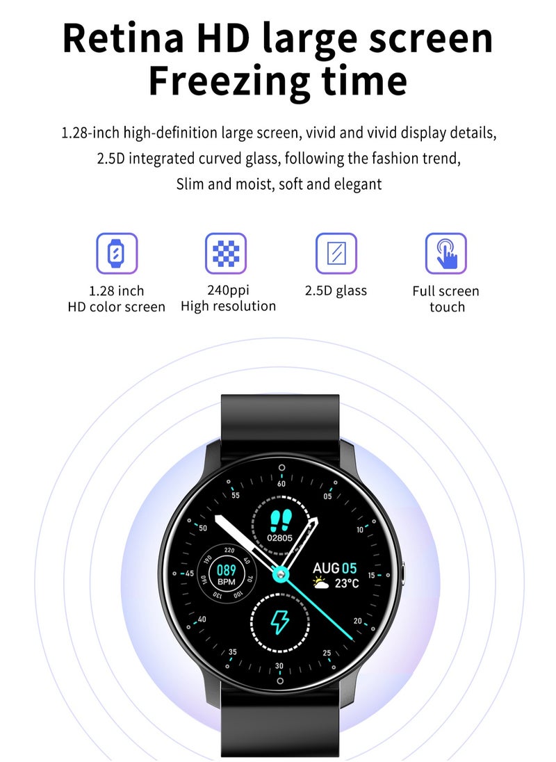 Smart Watch 1.28'' AMOLED Smart Watches for Men Women Smartwatch with Bluetooth Make/Answer Calls Fitness Modes and Sleep Modes Multi-app Message Reminder Multi Language 230 mAh