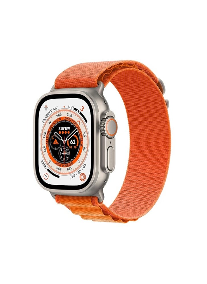 Apple Watch Ultra [GPS + Cellular 49 mm] smart watch w/Rugged Titanium Case & Orange Alpine Loop - Small. Fitness Tracker, Precision GPS, Action Button, Extra-Long BatteryLife, Brighter Retina Display