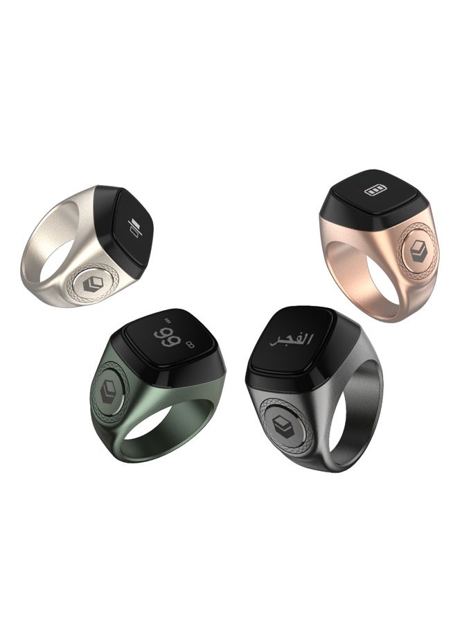 iQIBLA Smart Zikr Metal Ring Lite Green 18mm/ 20mm/ 22mm