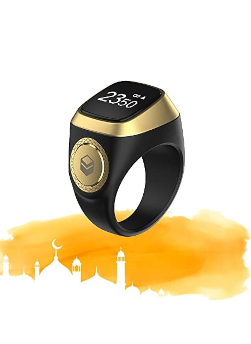 iQIBLA Smart Tasbih Zikr Ring- Muslim Prayer- Prayer timing reminder- OLED display- Tasbih Counter- Smart Ring- Wearable Technology- Waterproof Black 18mm- E0120BK- 20mm- USB