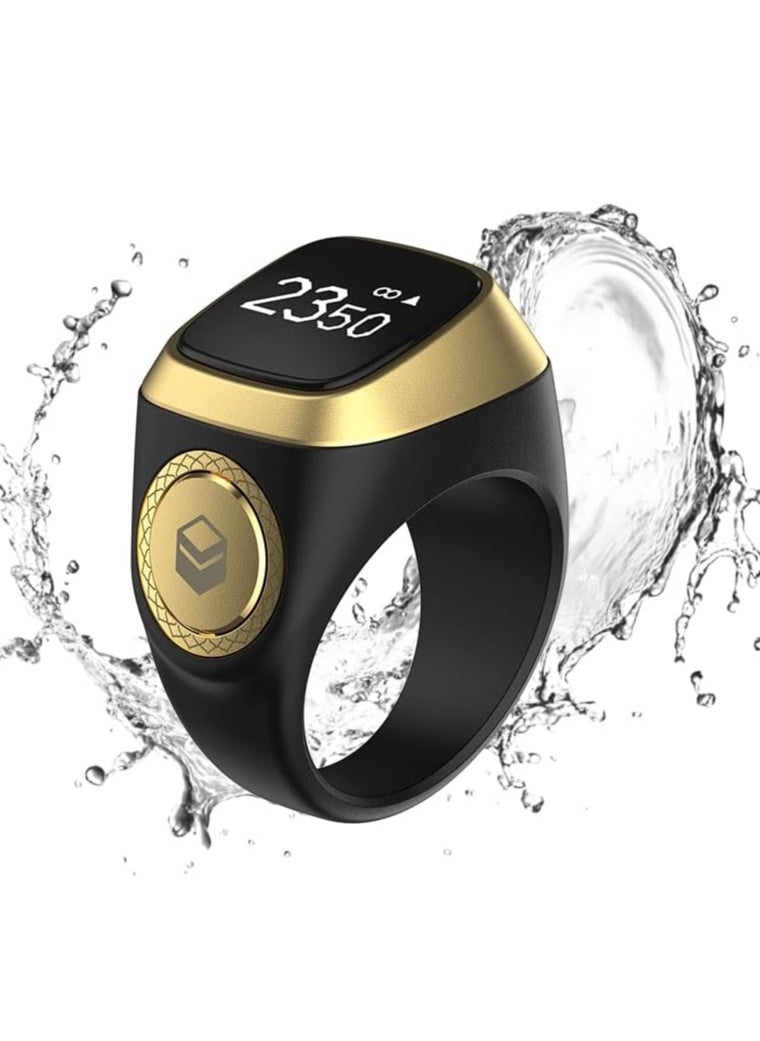 iQIBLA Smart Tasbih Zikr Ring- Muslim Prayer- Prayer timing reminder- OLED display- Tasbih Counter- Smart Ring- Wearable Technology- Waterproof Black 18mm- E0120BK- 20mm- USB