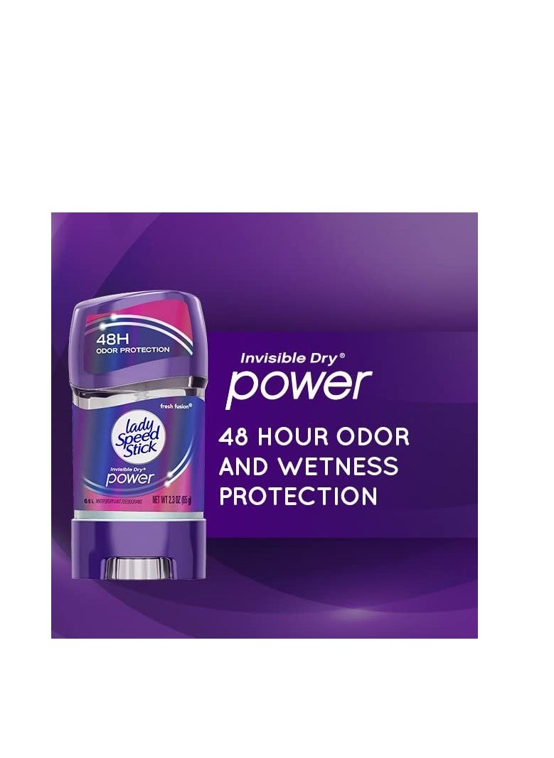 Lady Speed Stick 48HR Antiperspirant Deodorant Gel Fresh Fusion 2.30 oz (Pack of 6)