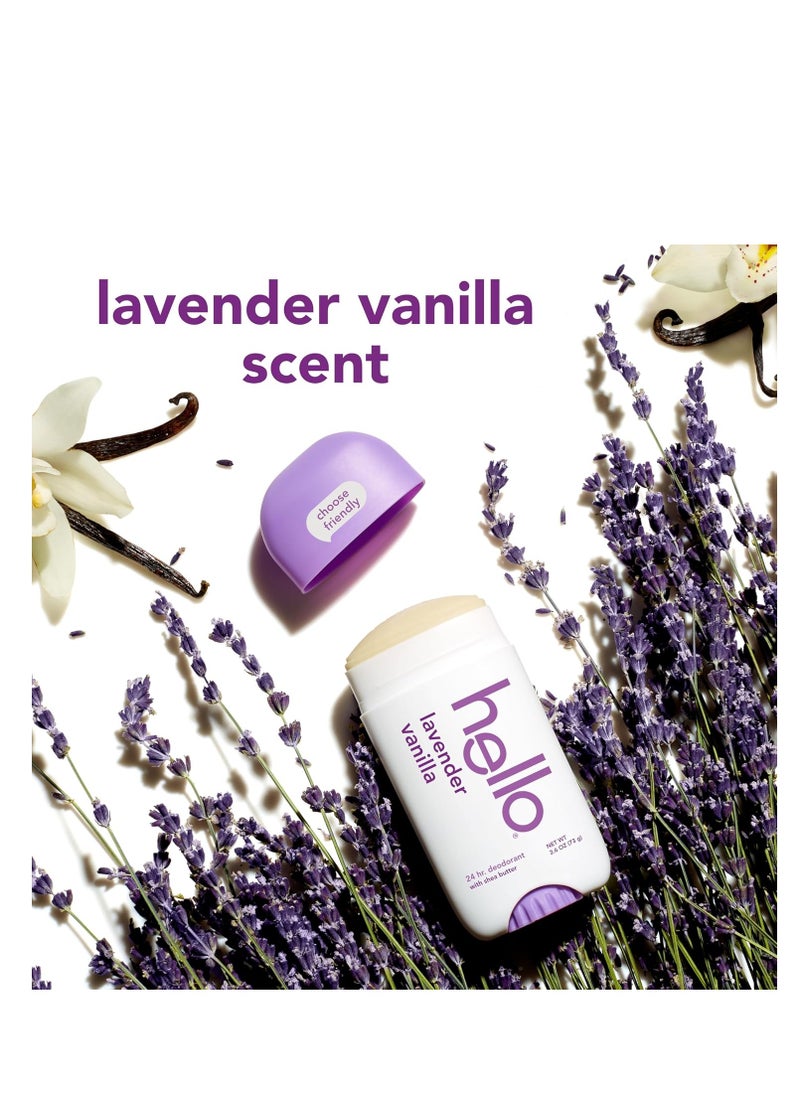 Hello Lavender Vanilla Vegan Deodorant, Aluminum Free Deodorant for Women and Men, 2.6 oz Stick