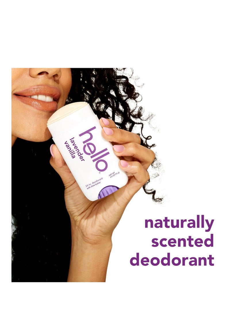 Hello Lavender Vanilla Vegan Deodorant, Aluminum Free Deodorant for Women and Men, 2.6 oz Stick