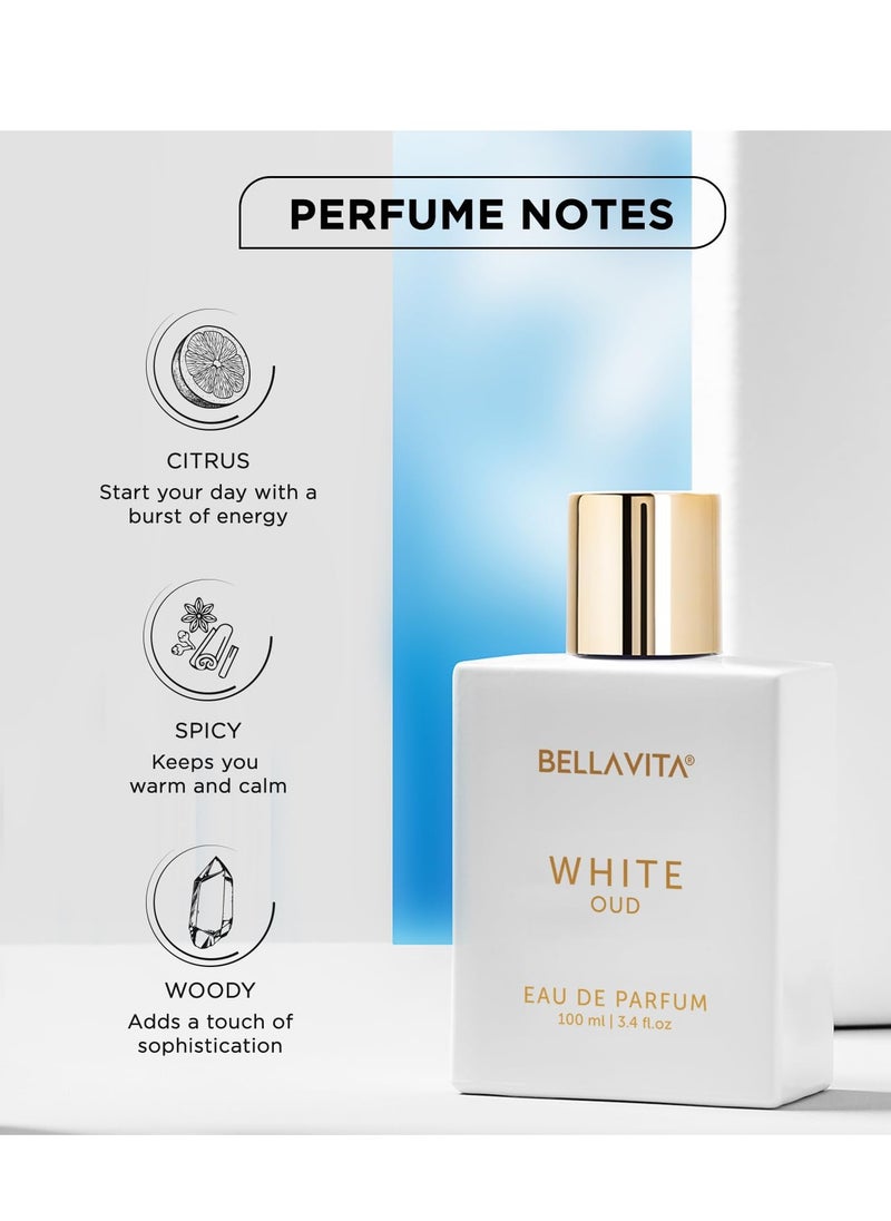 Bellavita Luxury White Oud Perfume for women and men | Long-Lasting | Unisex | Gift for birthdays and anniversary | Vegan and Cruelty-free | IFRA-certified | Arabic Eau de Parfum