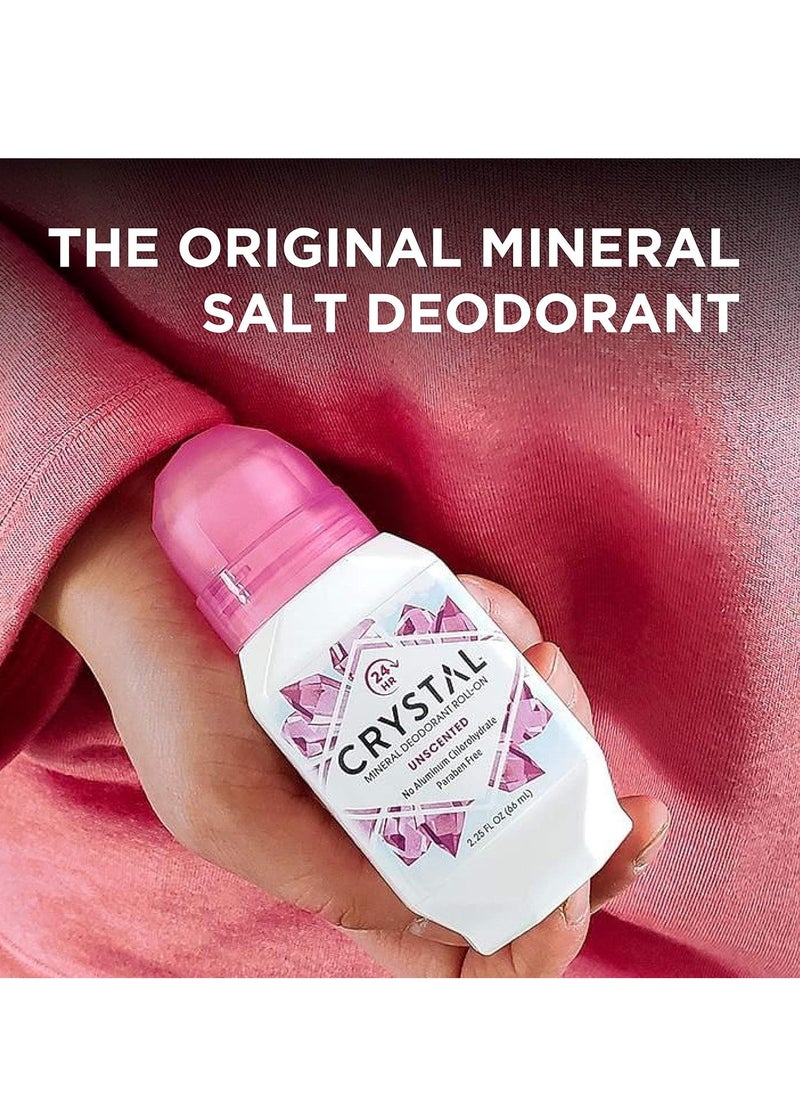 CRYSTAL Deodorant - Mineral Roll on Vegan Deodorant for Women and Men, Unscented - 2.25 fl. oz. (3 Pack) (Packaging May Vary)