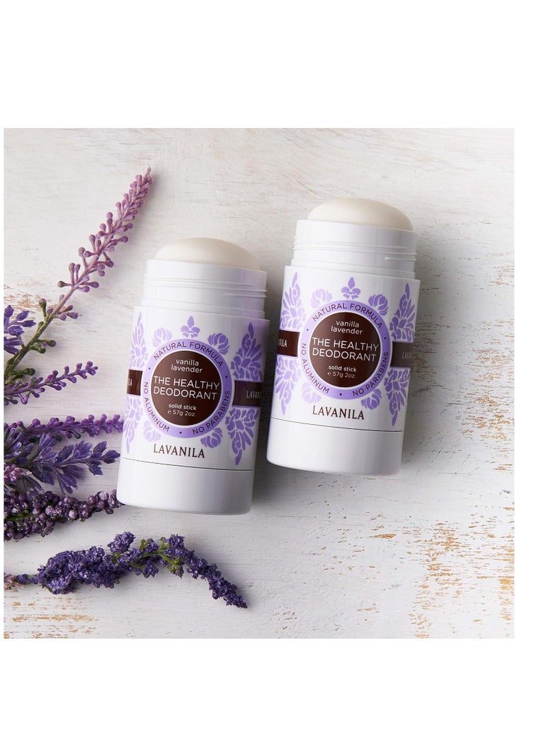 Lavanila Vanilla Lavender Aluminum Free Deodorant 2-Pack - The Healthy Deodorant for Men and Women, Solid Stick (2 Ounce Each), Vegan