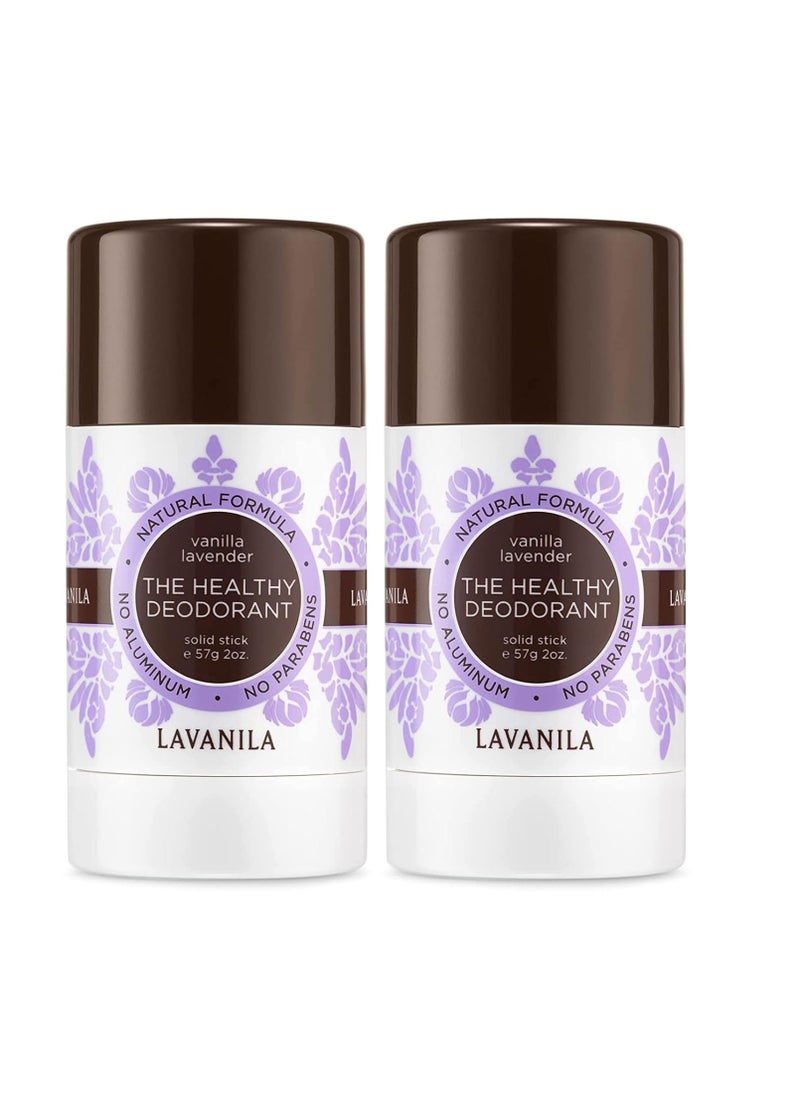 Lavanila Vanilla Lavender Aluminum Free Deodorant 2-Pack - The Healthy Deodorant for Men and Women, Solid Stick (2 Ounce Each), Vegan