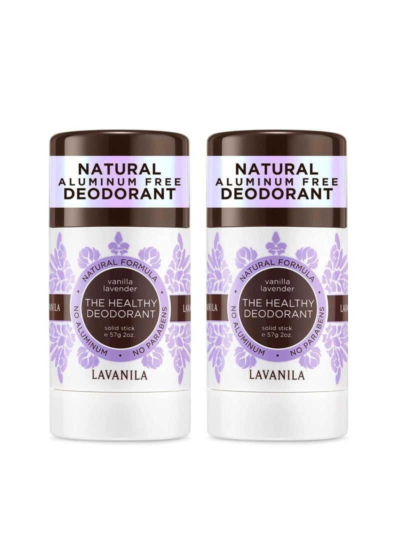 Lavanila Vanilla Lavender Aluminum Free Deodorant 2-Pack - The Healthy Deodorant for Men and Women, Solid Stick (2 Ounce Each), Vegan