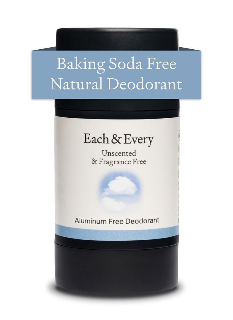 Each & Every Natural Aluminum-Free Deodorant for Sensitive Skin with Essential Oils, Plant-Based Packaging, 2.5 Oz. (Unscented)