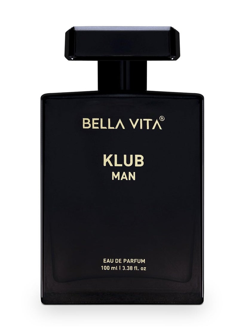 KLUB Men's Eau De Parfum (3.38 fl. oz.) | Intense, Masculine Party Perfume for Men | Family: Citrus, Spicy, Woody, Amber | Notes: Lemon, Jasmine, Rose, Musk, Amber, Vanilla, and Patchouli.