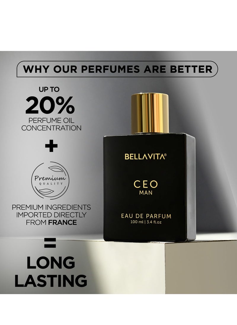 CEO MAN Perfume for men (3.3 Fl.oz) - Eau De Parfum with Lemon, Lavender, Tonka & Agarwood | Long Lasting Perfume for men, Vegan & Cruelty Free | Gift for men