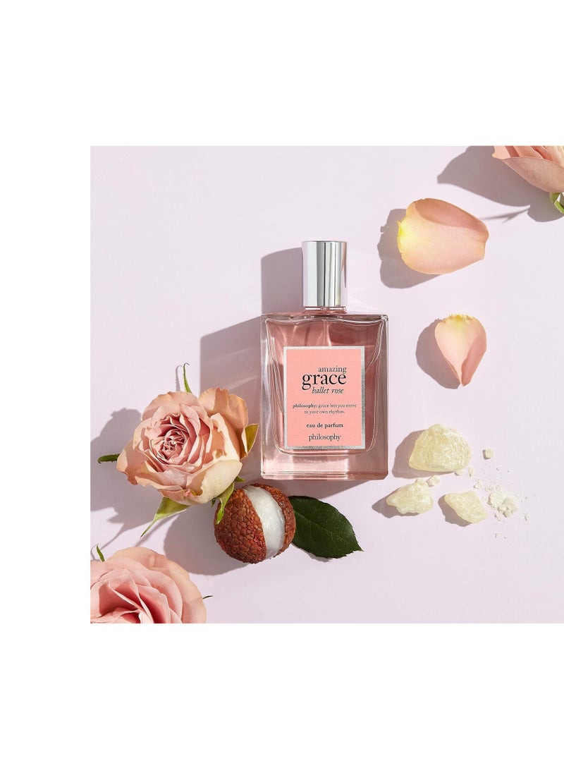 philosophy amazing grace ballet rose eau de parfum - dreamy & floral women's perfume - with notes of rose, lychee & musk - luxury perfume for women - long lasting fragrance - 2 fl oz.