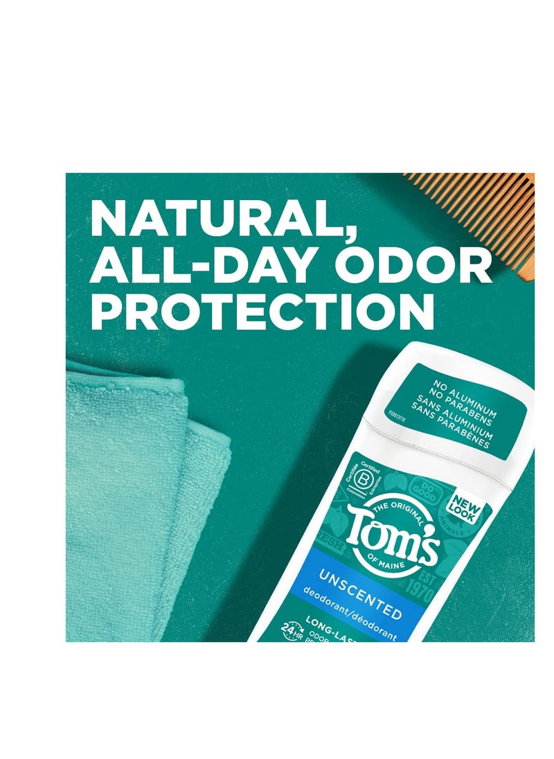 Tom's of Maine Long-Lasting Aluminum-Free Natural Deodorant for Women, Unscented, 2.25 oz. 3-Pack (Packaging May Vary)