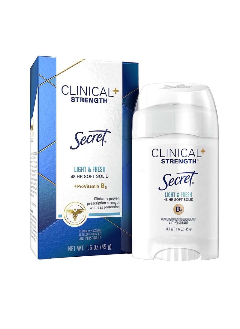 Secret Clinical Strength Anti-Perspirant Deodorant Soft Solid, Light & Fresh Scent 1.60 oz (Pack of 3)