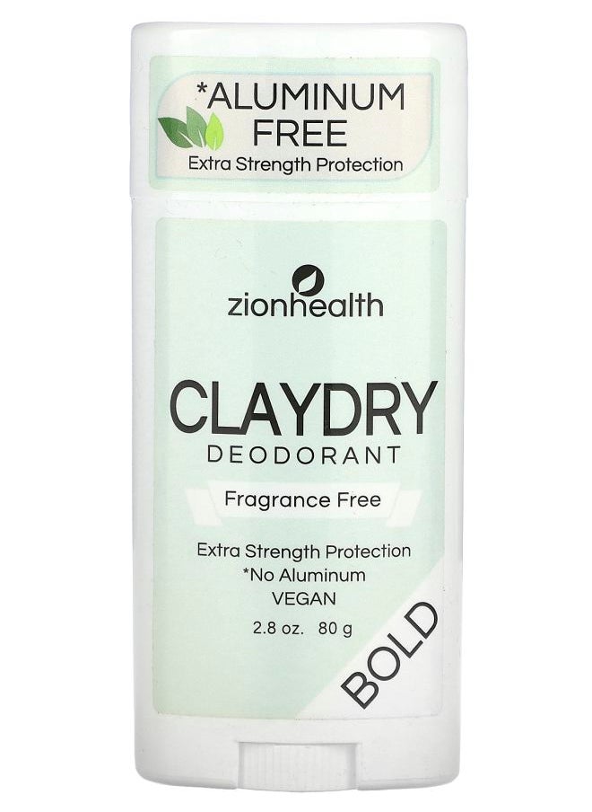 Claydry Deodorant Bold Fragrance Free 2.8 oz (80 g)