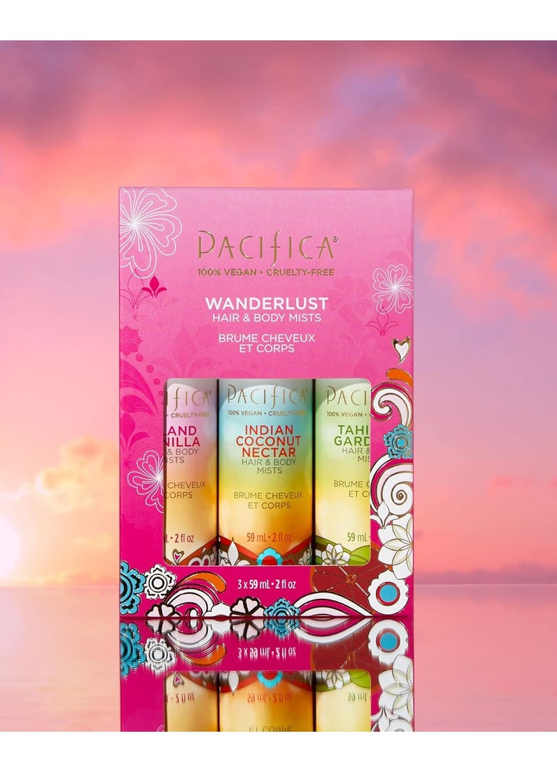 Pacifica Beauty | Clean Hair Perfume + Body Spray Sampler Set | Discovery Kit | Island Vanilla, Dream Moon Fragrance | Travel Size Mini | 6 scents | Vegan & Cruelty Free