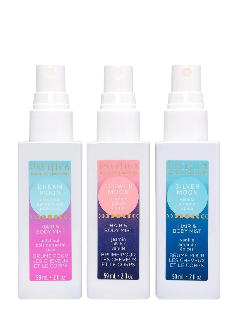 Pacifica Beauty | Clean Hair Perfume + Body Spray Sampler Set | Discovery Kit | Island Vanilla, Dream Moon Fragrance | Travel Size Mini | 6 scents | Vegan & Cruelty Free