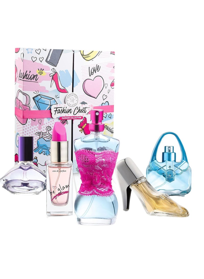 Fashion Chest Perfume Set for Teen Girls, Kids Perfume for Girls 10-12 & Teens, Body Mist for Teenage Girls, Fashion Collection 5 Uniquely Shaped Perfume Spray Bottles