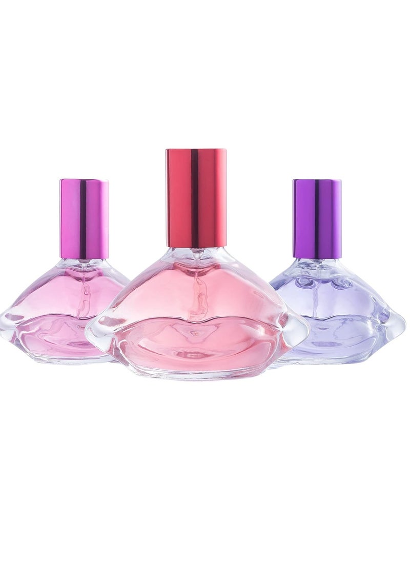 Angel Face Perfume Set for Teen Girls, Body Spray Perfume for Kids, Girls 10-12 & Teenage, Fashion Collection Girl Gift Set, 3 Kissing Lips-Shaped Perfumes