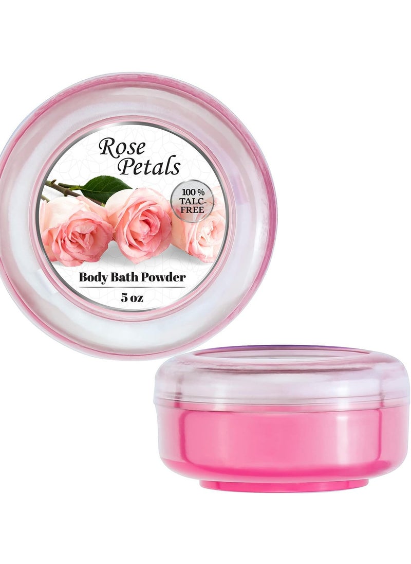 R-NEU Dusting Powder for Women with Powder Puff, 100% Talc-Free, Elegant Rose Petals Scented Body Powder, After Bath for Soft Skin, Extra Large, 1 Pack (5oz)