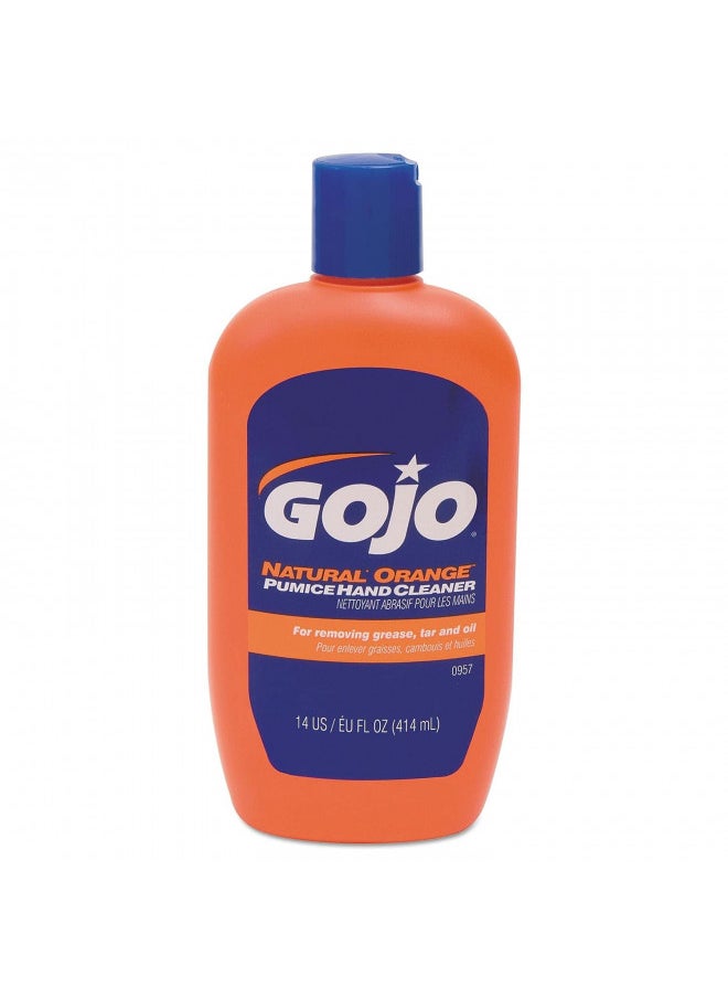 GOJO NATURAL* ORANGE Pumice Hand Cleaner, 14 fl oz Quick-Acting Lotion Cleaner Squeeze Bottle (0957-12)