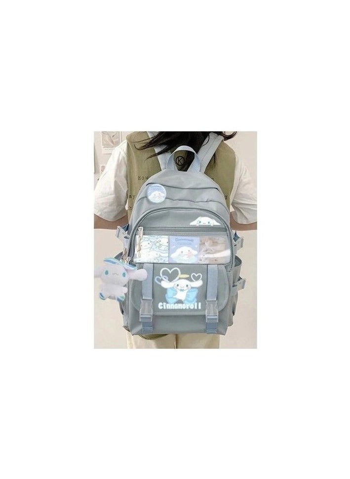 Kawaii Sanrio Kuromi Design U School Backpack Colour:Light blue Sizes:26 x 16 x 9 cm