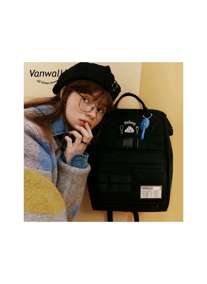 University Student School Bag Secondary School Backpack Colour:White - Black