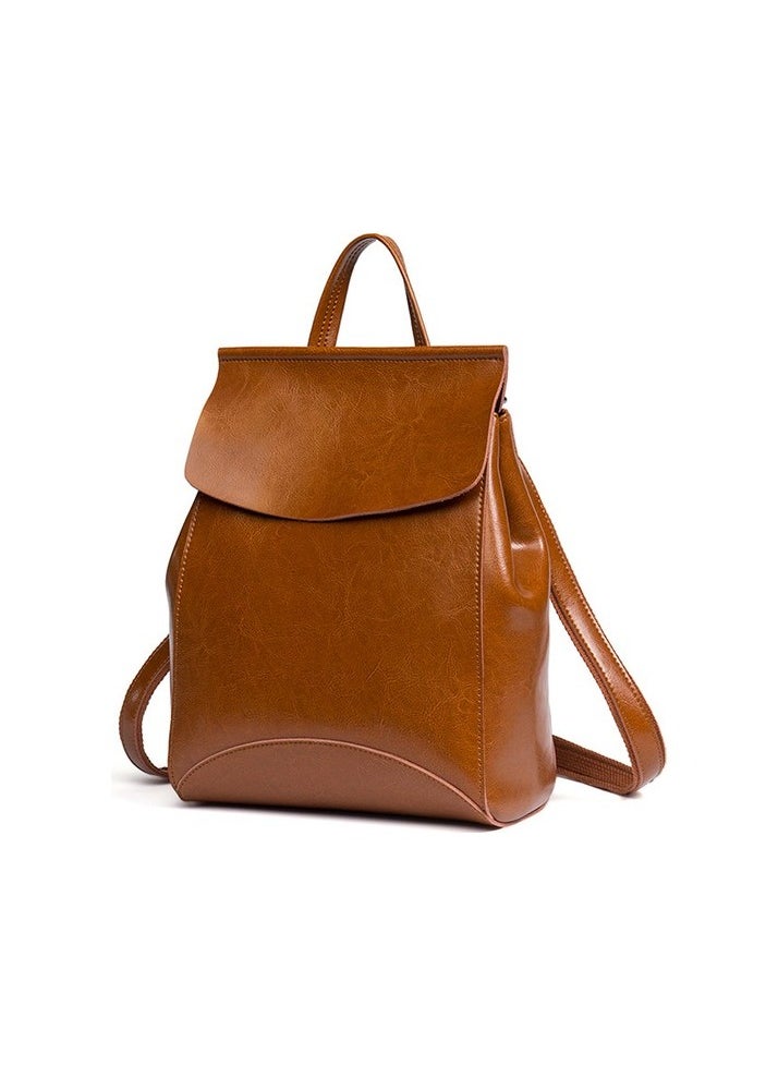 Women's Bag Women's Backpack Multi -Function Backpack Colour:Brown - White