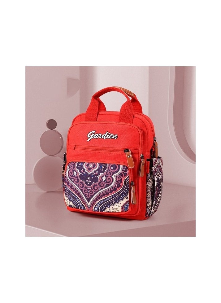 Mummy Bag Cross Shoulder Women's Backpack Colour:White - Red