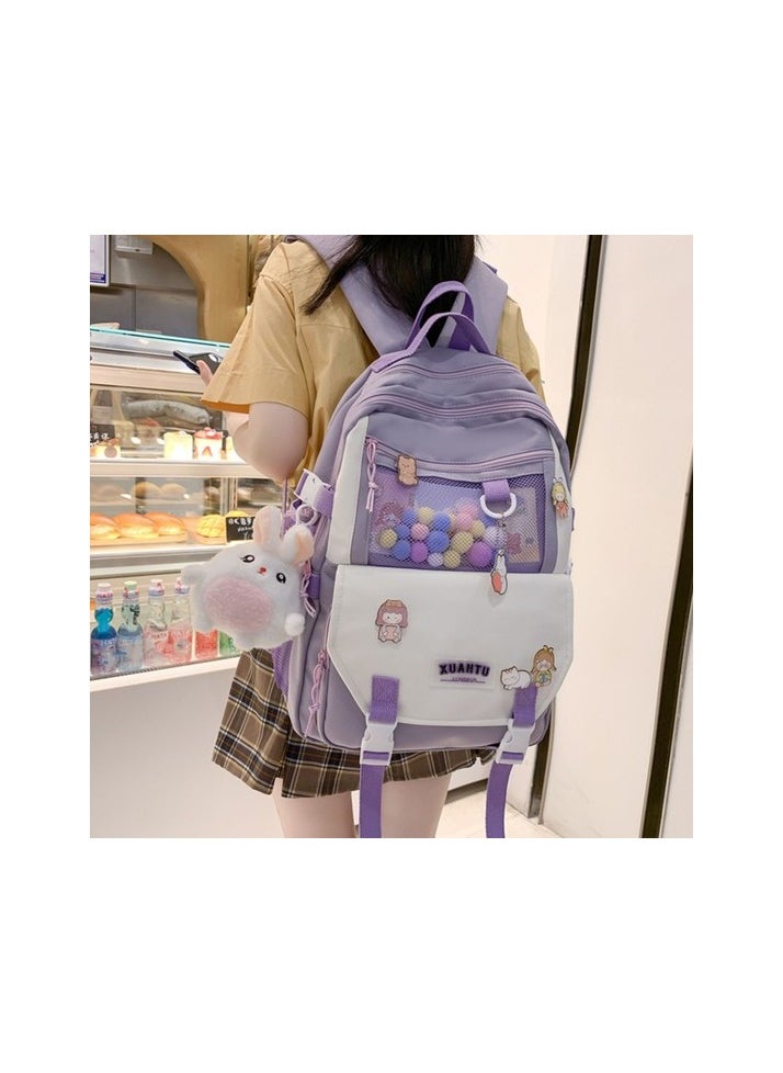 Backpack with multi -compartment large capacity - purple Colour:Purple