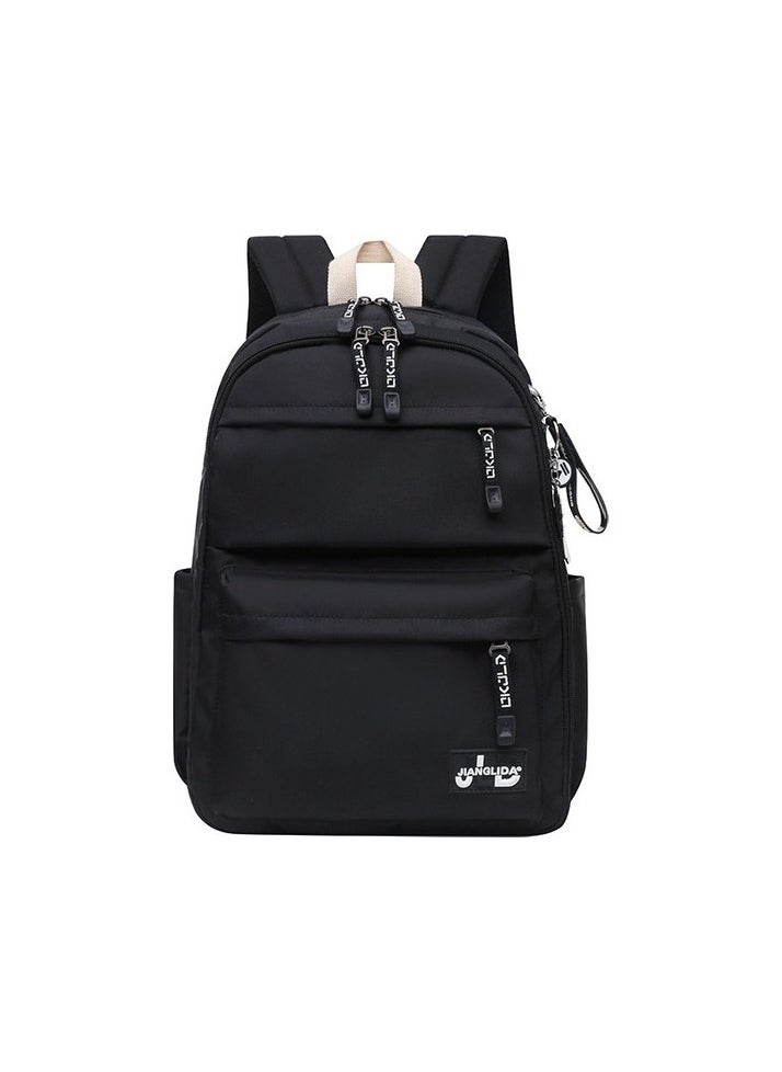 Jianghao School Backpack Korean Version Ladies University Students Fashion School Bag Colour:White - Black