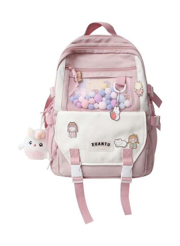 Multi -compartment large capacity backpack - pink Colour:Pink