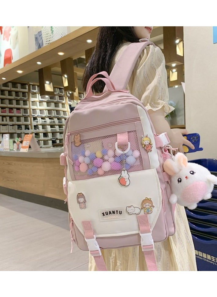 Multi -compartment large capacity backpack - pink Colour:Pink