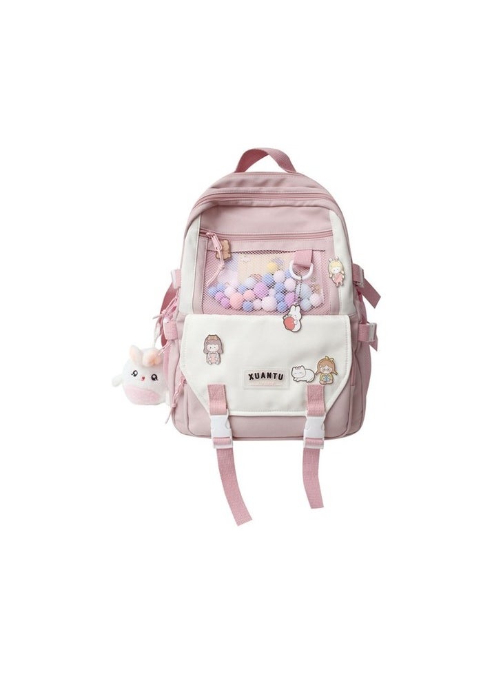 Multi -compartment large capacity backpack - pink Colour:Pink