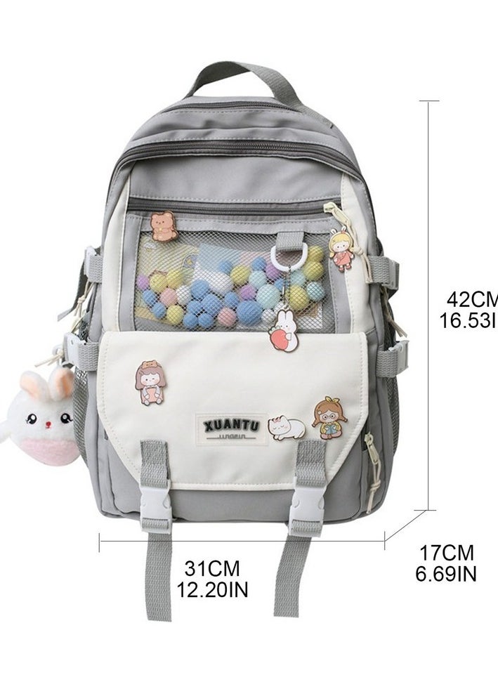 Backpack with multi -compartment large capacity - gray Colour:Gray