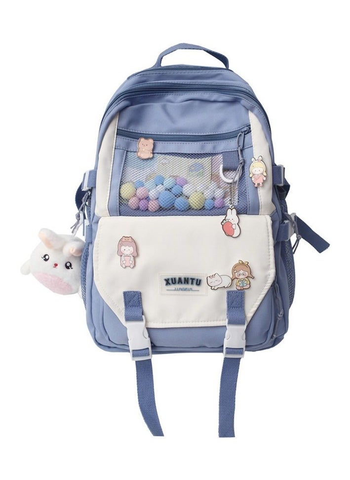 Backpack with multi -compartment large capacity - blue Colour:Blue