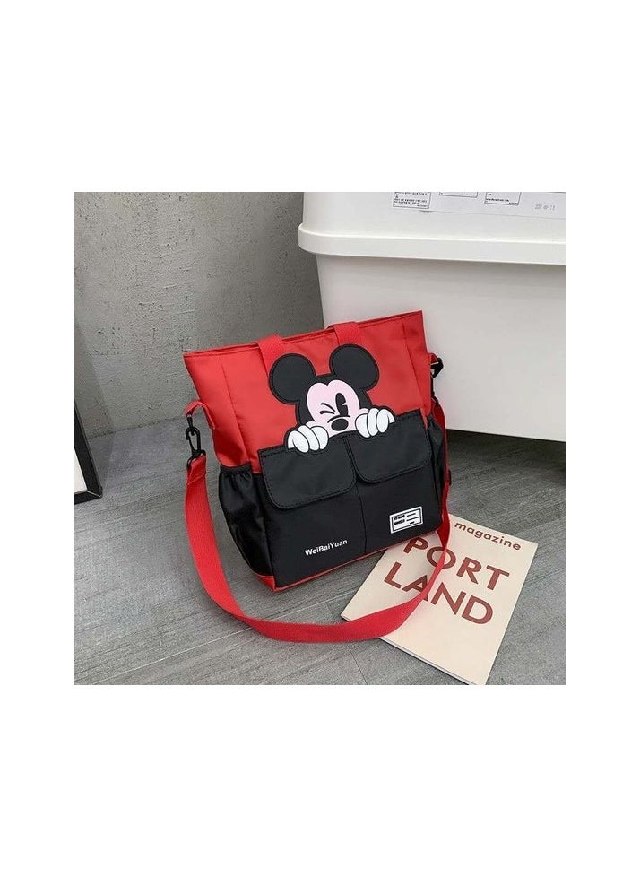 Cartoon Children Student Hand Type Messenger Bag Backpack with large capacity (abroad Colour:Red - black Piece:1