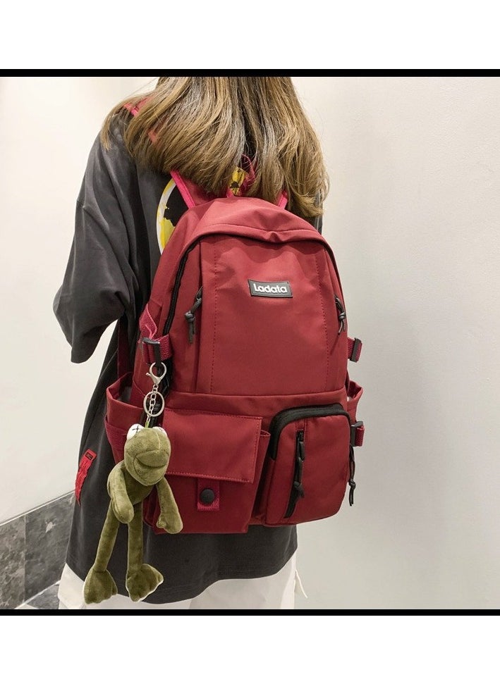 Dreamstore Simple Student School Korean version of the school bag is the stealing anti-shok cole Colour:Red