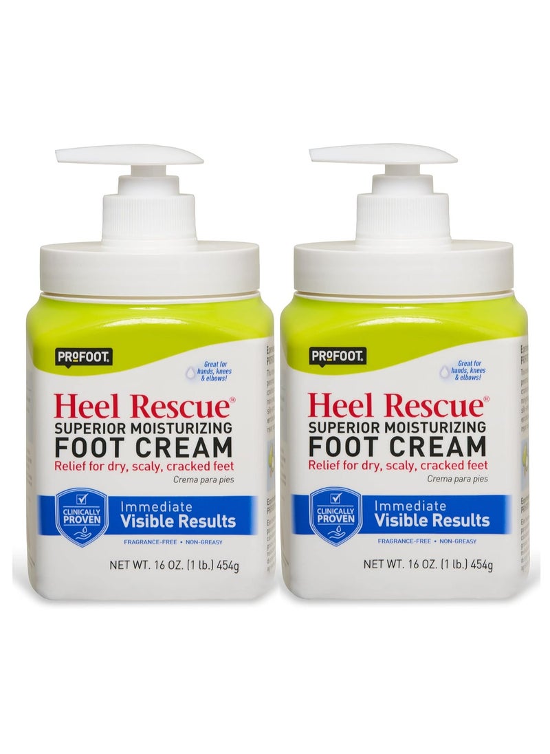 Profoot Heel Rescue Foot Cream 16 Ounce Bottle, 2 Pack, for Cracked, Calloused or Chapped Skin