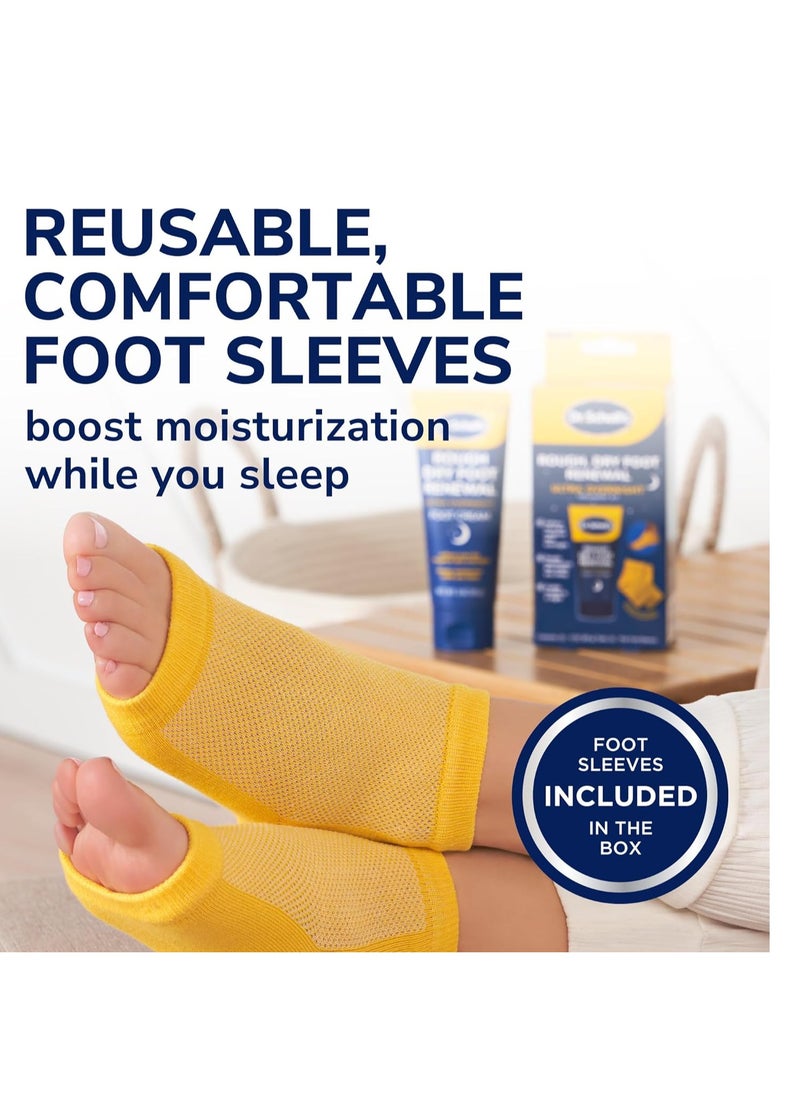 Dr. Scholl's Rough, Dry Foot Renewal Ultra Overnight Treatment with Overnight Foot Cream 3oz with Aloe, Coconut Oil & Urea and Heel Sleeve Socks, Deeply Moisturize & Soften Feet, Dermatologist Tested