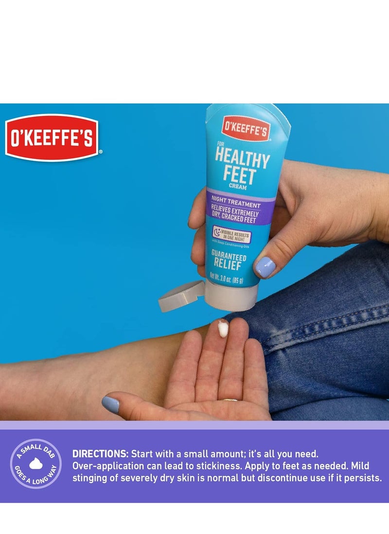 O'Keeffe's for Healthy Feet Night Treatment Foot Cream; Guaranteed Relief for Extremely Dry; Cracked Feet; Visible Results in 1 Night; 7.0 Ounce Tube; (Pack of 1)