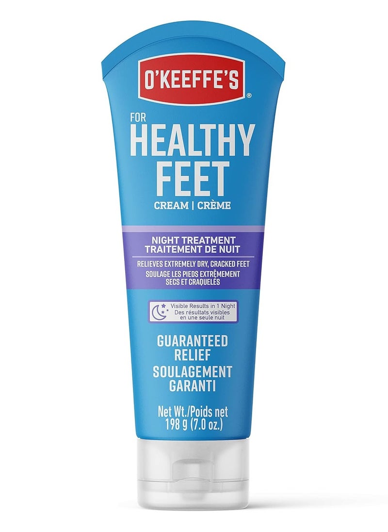 O'Keeffe's for Healthy Feet Night Treatment Foot Cream; Guaranteed Relief for Extremely Dry; Cracked Feet; Visible Results in 1 Night; 7.0 Ounce Tube; (Pack of 1)