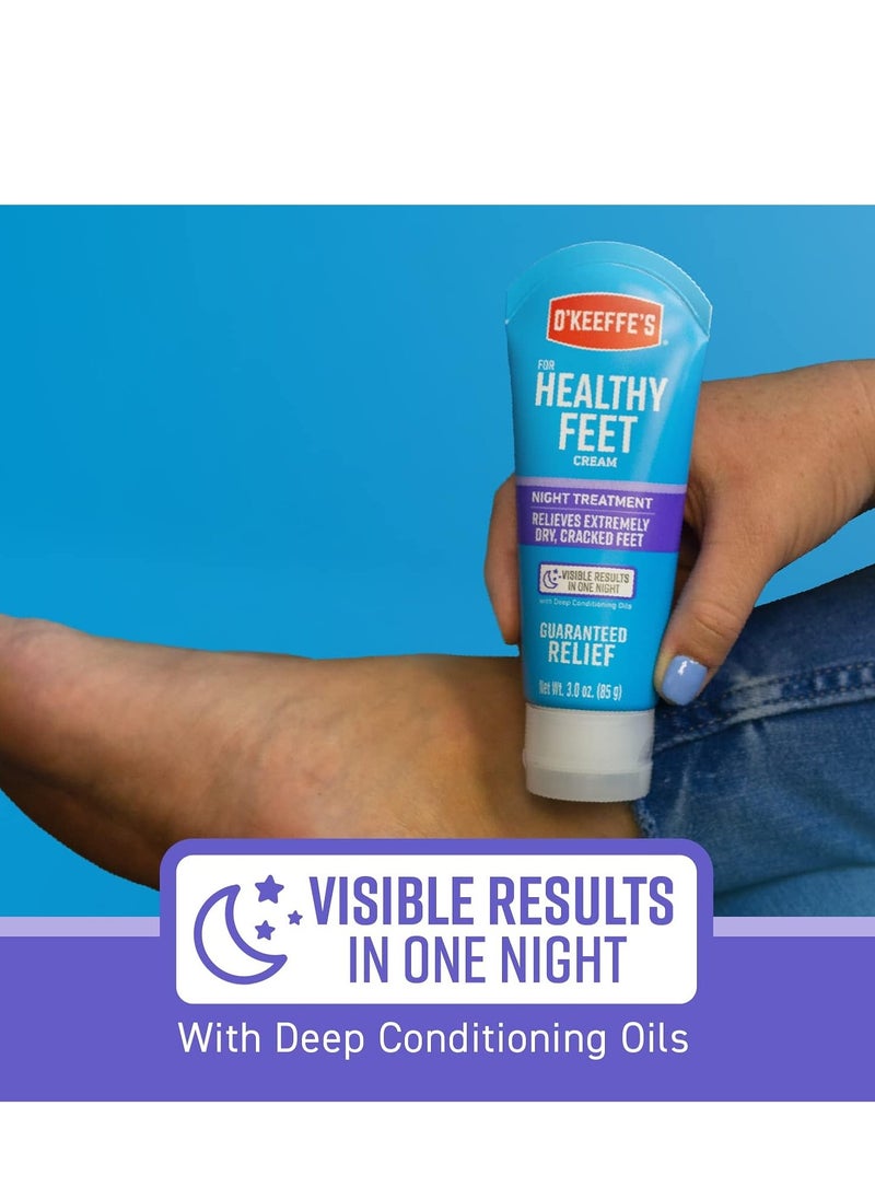 O'Keeffe's for Healthy Feet Night Treatment Foot Cream; Guaranteed Relief for Extremely Dry; Cracked Feet; Visible Results in 1 Night; 7.0 Ounce Tube; (Pack of 1)